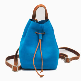 FIONA DRAWSTRING BACKPACK τυρκουάζ σουέτ δέρμα
