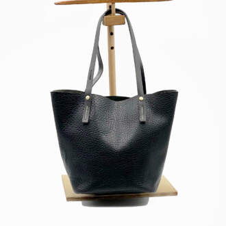 BASKET SHOPPING BAG  μαύρο δέρμα