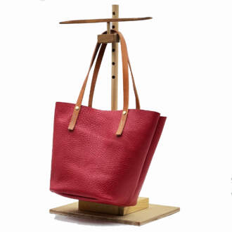 BASKET SHOPPING BAG κόκκινο δέρμα