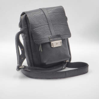 BOY MESSENGER BAG δέρμα μαύρο