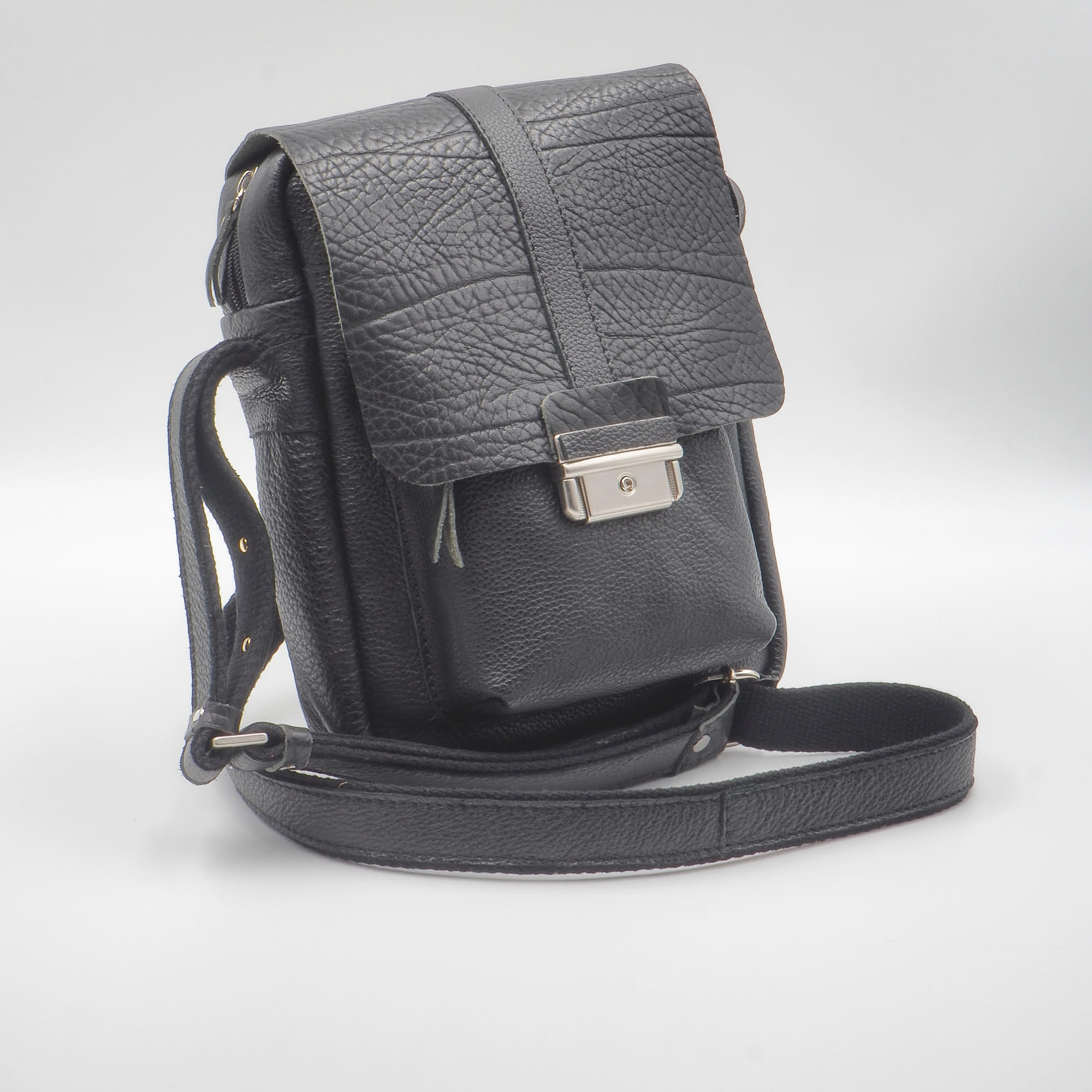 BOY MESSENGER BAG δέρμα μαύρο