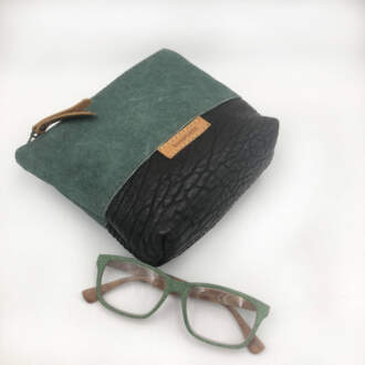 NECESSAIRE MINI BAG green canvas-brown leather (Αντιγραφή)