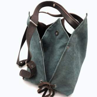 NINA BACKPACK alpine green canvas – leather