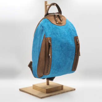NAXOS BACKPACK κίτρινος καμβάς – πράσινο δέρμα