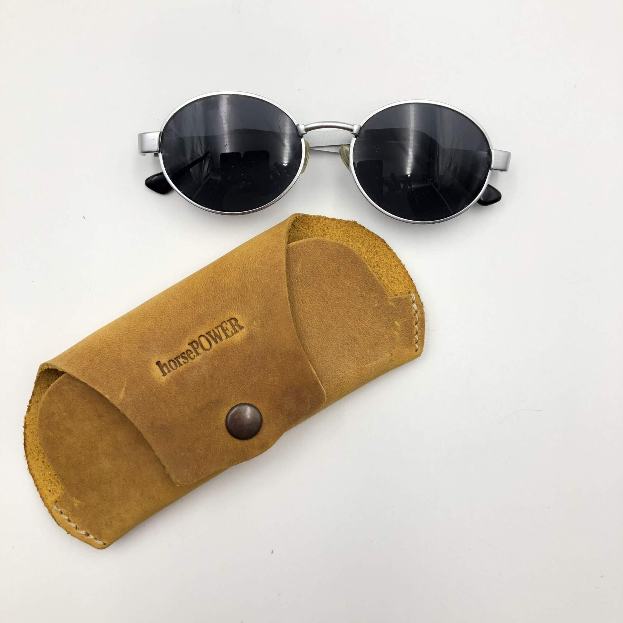 RETRO GLASSES CASE yellow leather