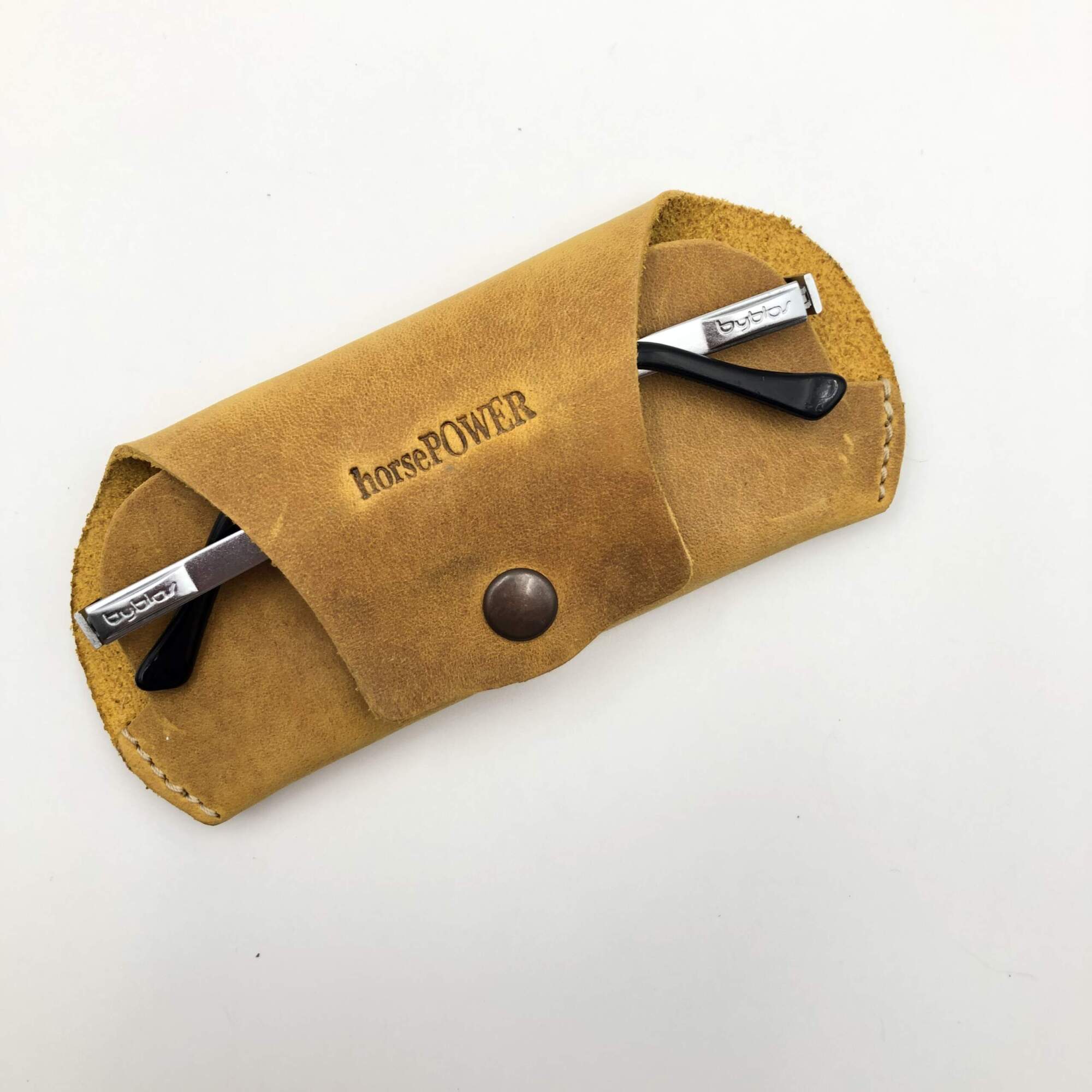 RETRO GLASSES CASE yellow leather