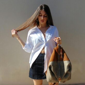 AERAS BACKPACK πικέ ταμπά καμβάς – δέρμα