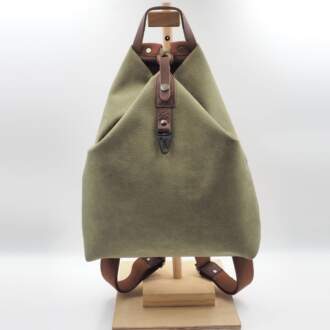 ARROW BACKPACK olive green alcantara – leather