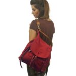 DAPHNE BACKPACK εμπριμέ καμβάς- δέρμα