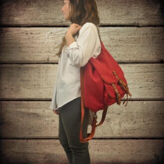 DIANE BACKPACK κόκκινο καμβάς – δέρμα