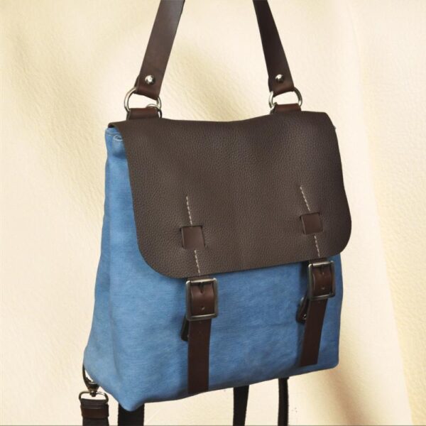 ELIANA BACKPACK blue canvas - leather