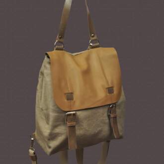 ELLI BACKPACK beige canvas – leather