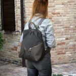 IRIA BACKPACK μπλε καμβάς – δέρμα