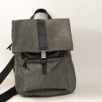 ISTIO BACKPACK grey canvas – black leather
