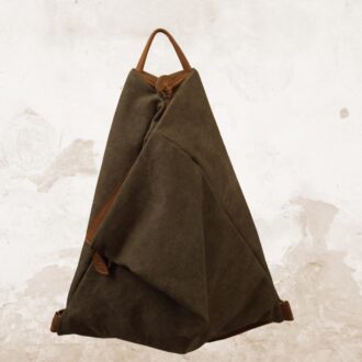 KALLIOPE BACKPACK καφετί-λαδί καμβάς – δέρμα
