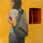 KALLIOPE BACKPACK γκρι καμβάς – δέρμα