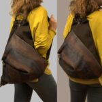 KALLIOPE BACKPACK καφέ καμβάς – δέρμα tinto a mano