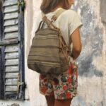 KATERINA BACKPACK καφέ καμβάς – δέρμα