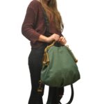 KATERINA BACKPACK πράσινο καμβάς – δέρμα