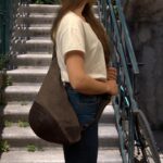KORINA SLING BAG καφέ καμβάς – δέρμα