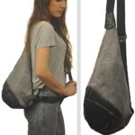 KORINA SLING BAG γκρι καμβάς – δέρμα