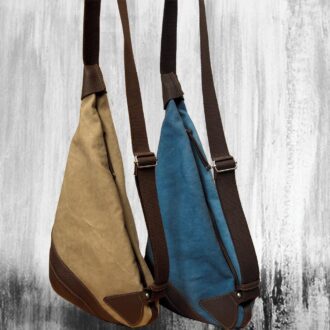 KORINA SLING BAG γαλάζιος καμβάς – δέρμα