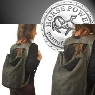 LAOURA BACKPACK grey-olivegreen canvas – leather