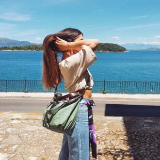LINA SHOULDER BAG green leather