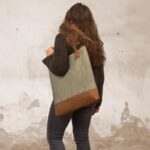 MELISSA SHOPPING BAG μπεζ καμβάς – δέρμα