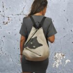 MINOUCHE BACKPACK ανοικτό γκρι καμβάς – δέρμα