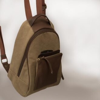 MYRTO BACKPACK μπεζ καμβάς – δέρμα