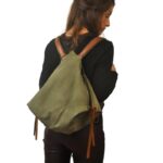 NINA BACKPACK alpine green canvas - leather