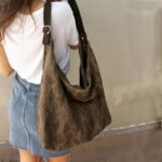 PENELOPE ΤΣΑΝΤΑ ΩΜΟΥ σταμπωτό καφέ καμβάς – δέρμα