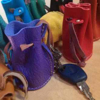 KEY RING BUCKET BAG naturale leather