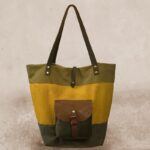 TOULOUSE SHOPPING BAG κίτρινο καμβάς – δέρμα
