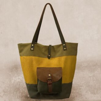 TOULOUSE SHOPPING BAG κίτρινο καμβάς – δέρμα