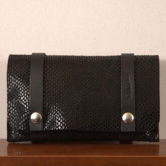 TWIN WALLET shiny black leather