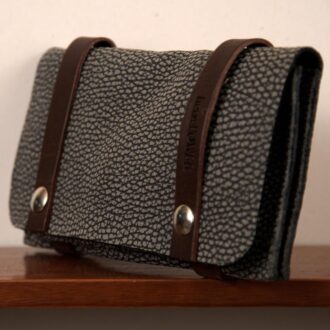 TWIN WALLET grey leather