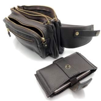 YIANNIS WAIST BAG dark brown leather