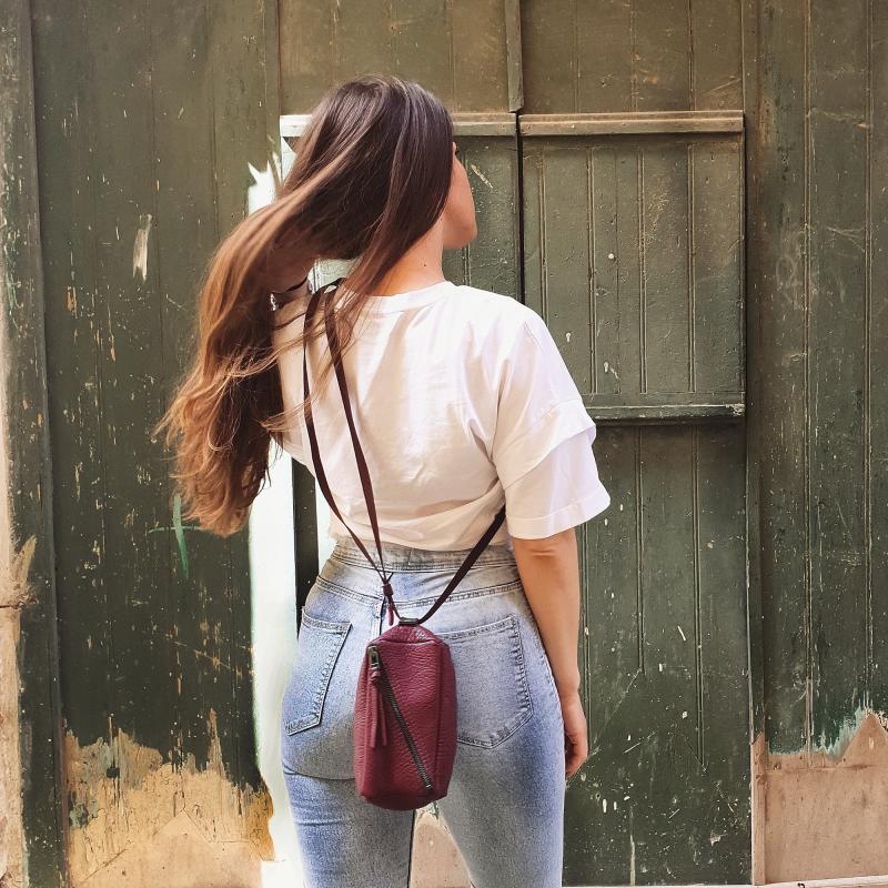 ZAIRA ΤΣΑΝΤΑΚΙ δέρμα ρουμπινί