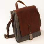 SOUL MESSENGER BAG γκρι καμβάς – δέρμα