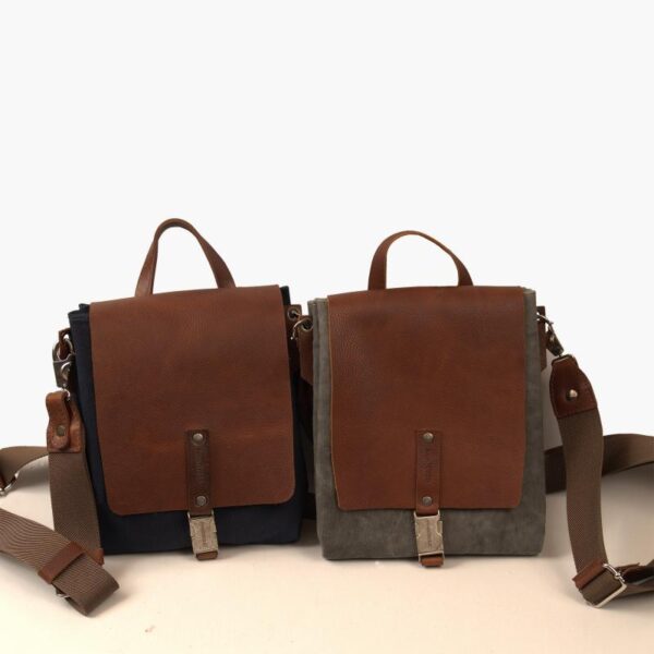 SOUL MESSENGER BAG grey canvas - leather